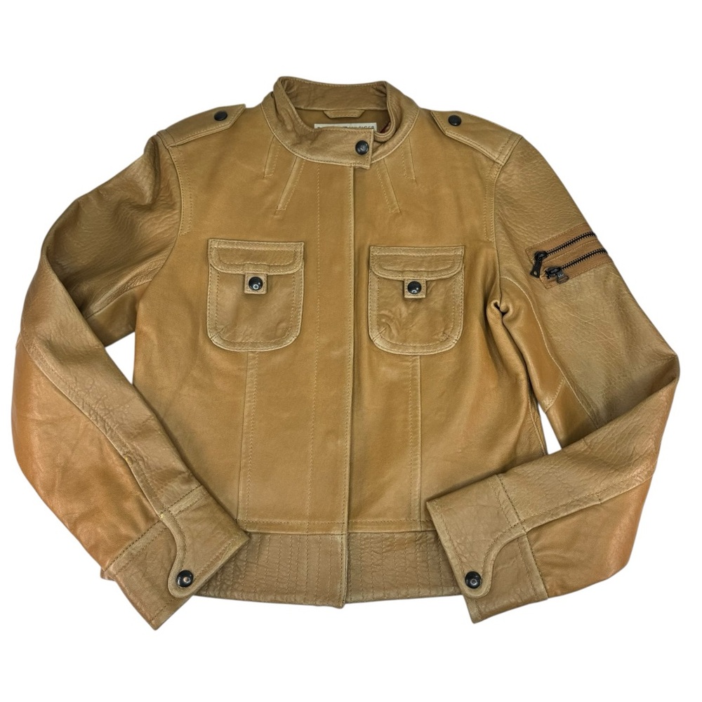 Tommy Hilfiger Light Brown Leather Moto Jacket 8